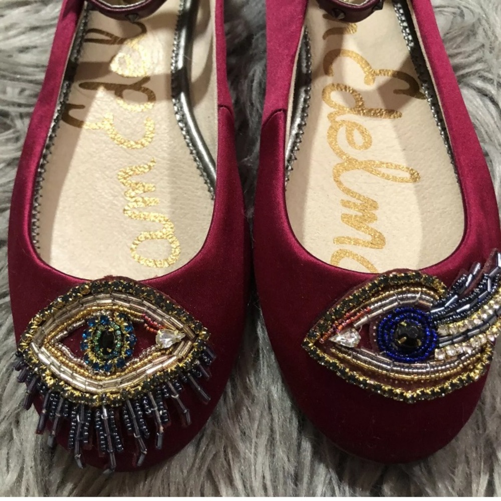 Sam Edelman Embellished Flats w/ankle straps 7.5 W